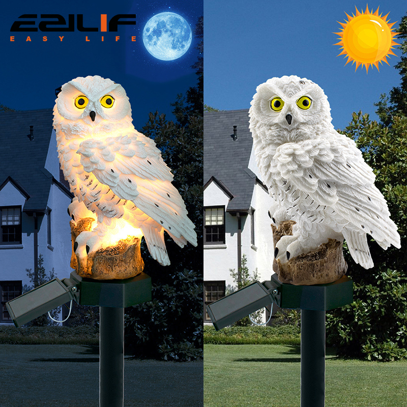 String Light Outdoor - Solar light owl animal sculpture solar