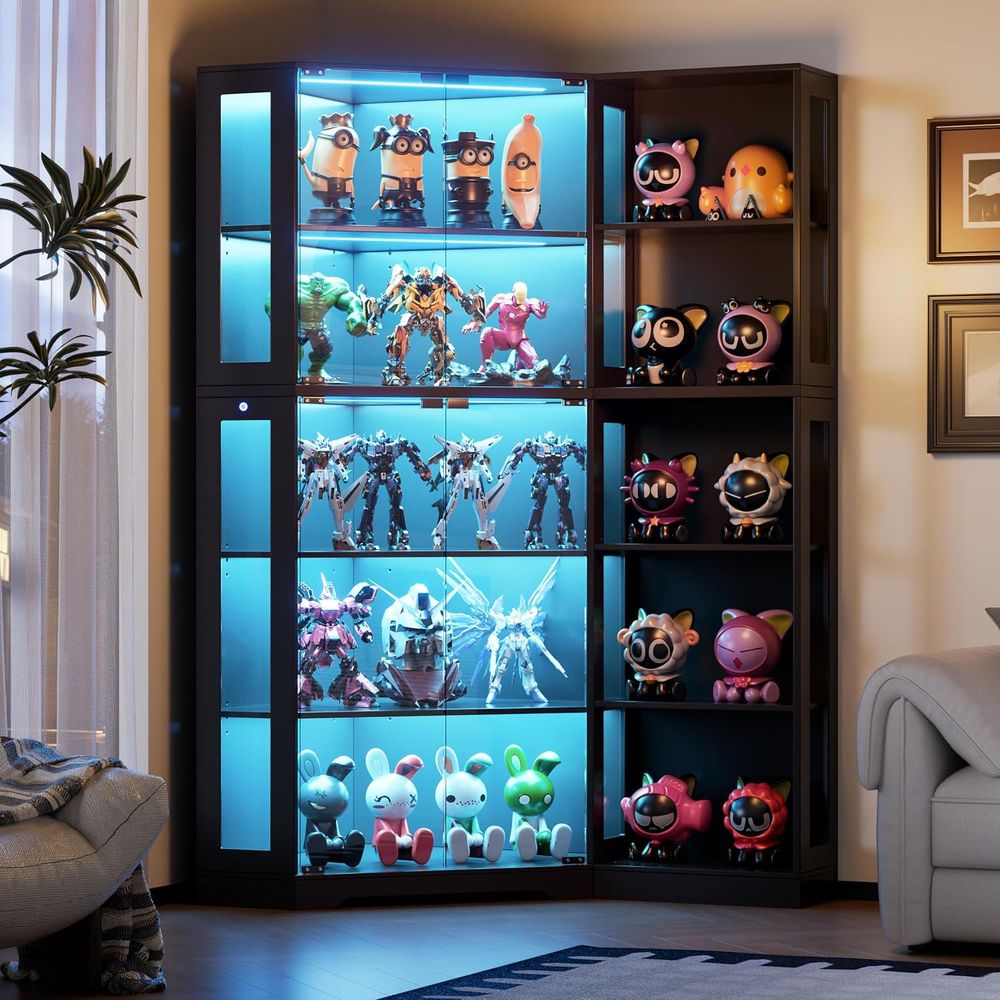 Lighting & Home Decor Studio - Black Glass Display Cabinet with LED