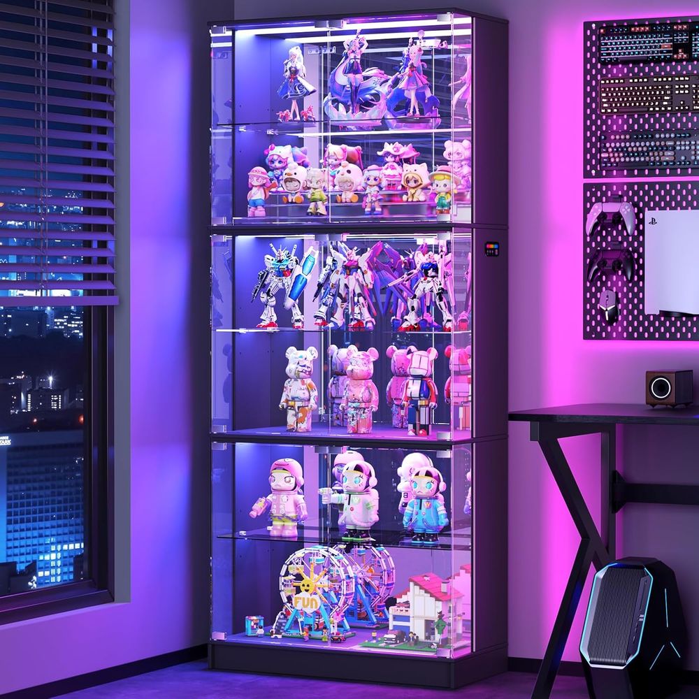 Lighting & Home Decor Studio - 6-Tier 71 Tall Glass Curio Cabinet