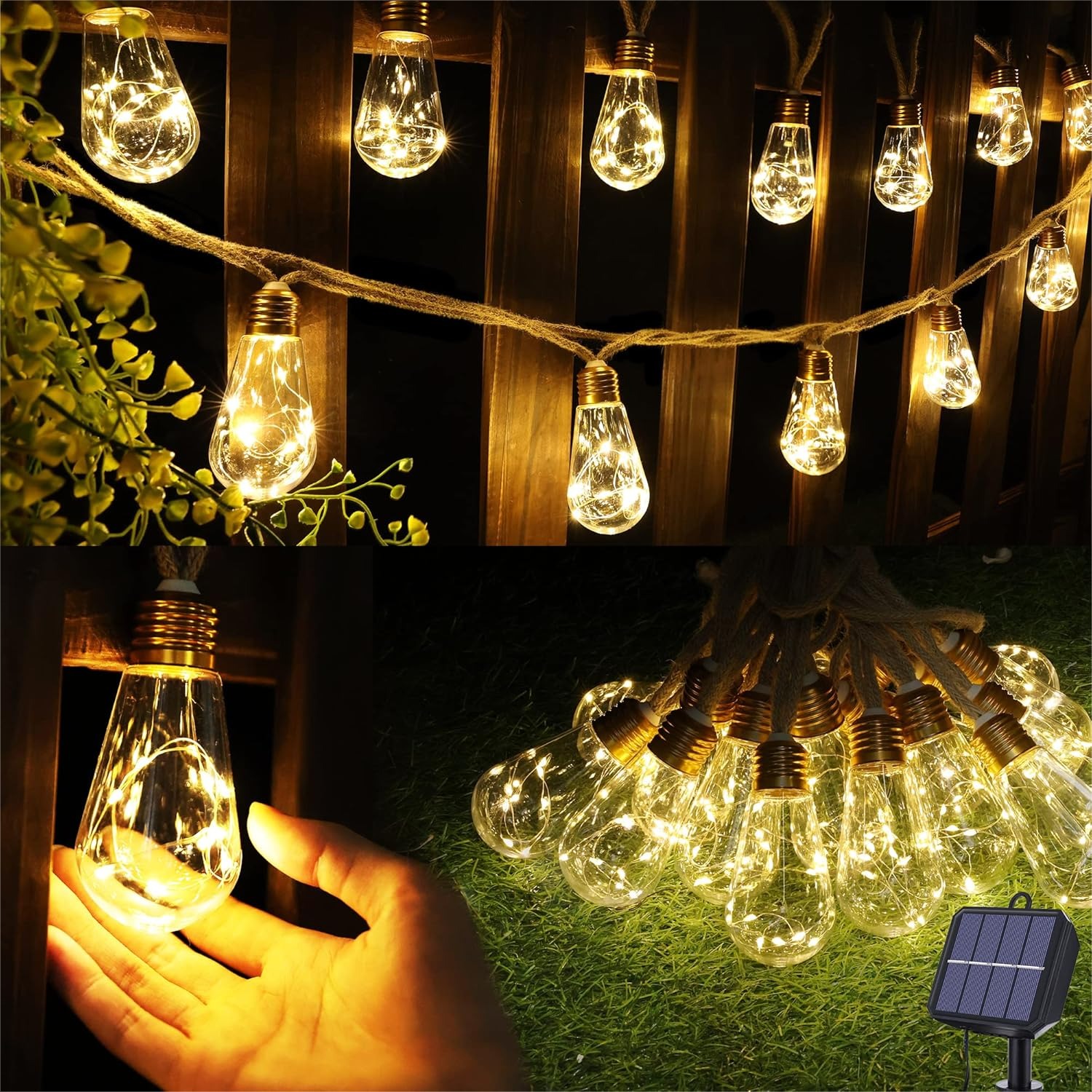 String Light Outdoor - Solar Outdoor String Lights 20Ft Vintage