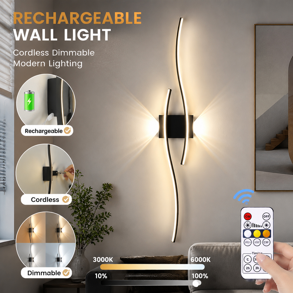 Foyer Lighting Wall Decor - Modern LED Wireless Wall Sconces Adjustable