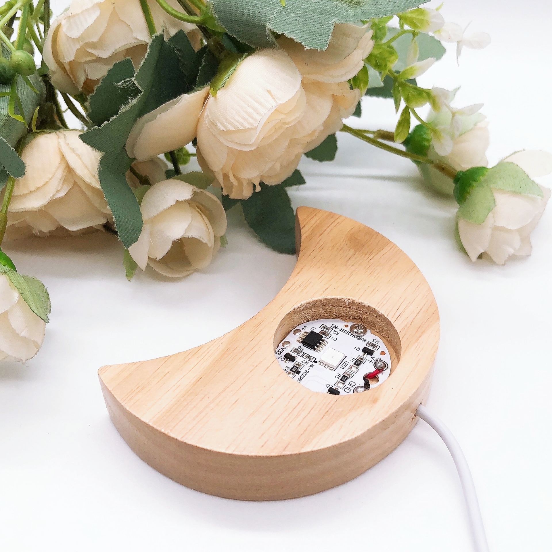 Led Moon Lamp - Moon Shape Wooden LED Light Display
