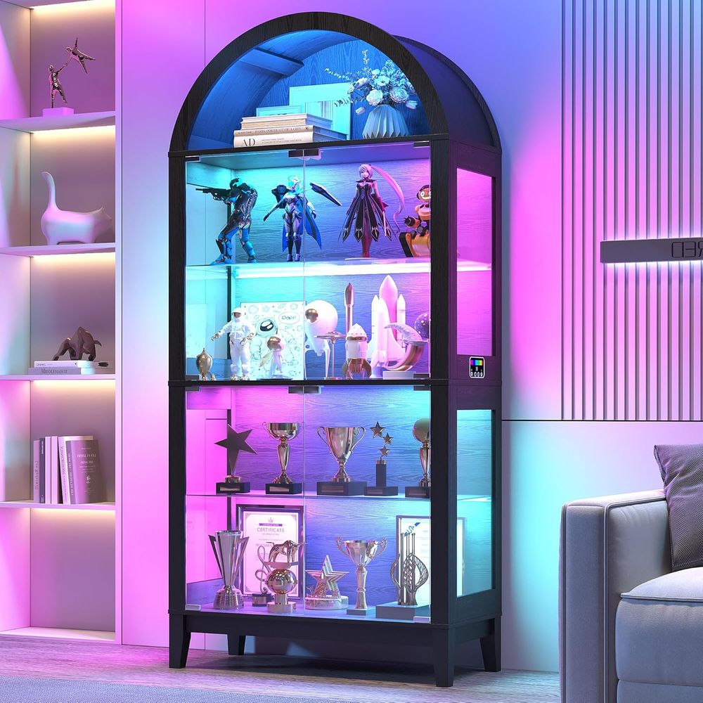 Lighting & Home Decor Studio - Arched 5-Tier Display Cabinet with RGB