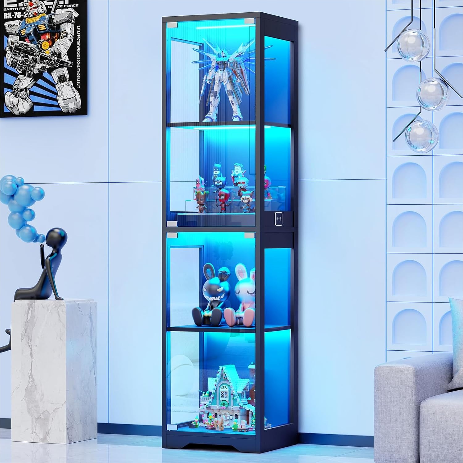 Glass Display Cabinet with 3 C - Lighting & Home Decor Studio avis et prix