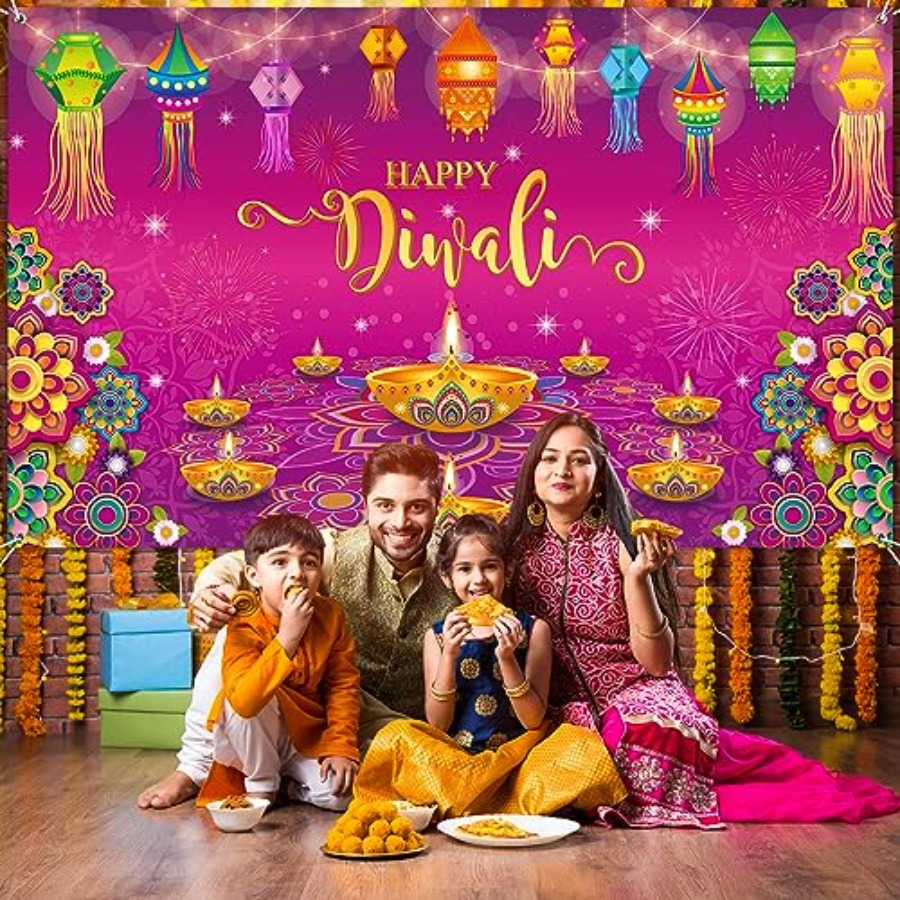 Happy Diwali Backdrop Banner D - Lighting Decor Photos avis et prix