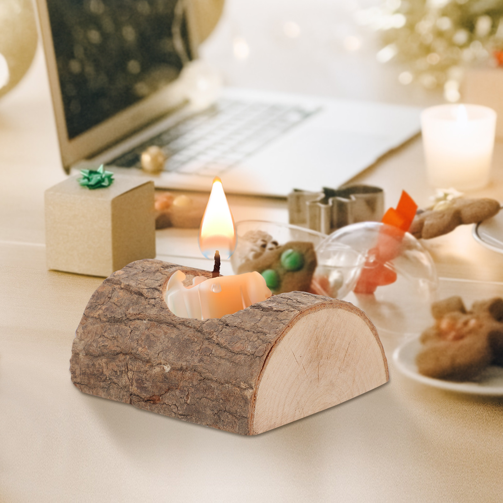 2Pcs Tree Bark Wood Holder Sol - Lighting Tree Decor avis et prix