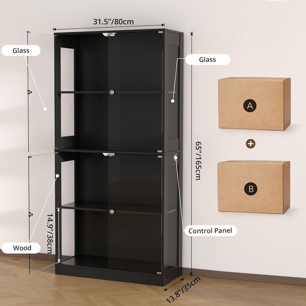 65 Glass Door Display Cabinet, - Lighting & Home Decor Studio avis et prix