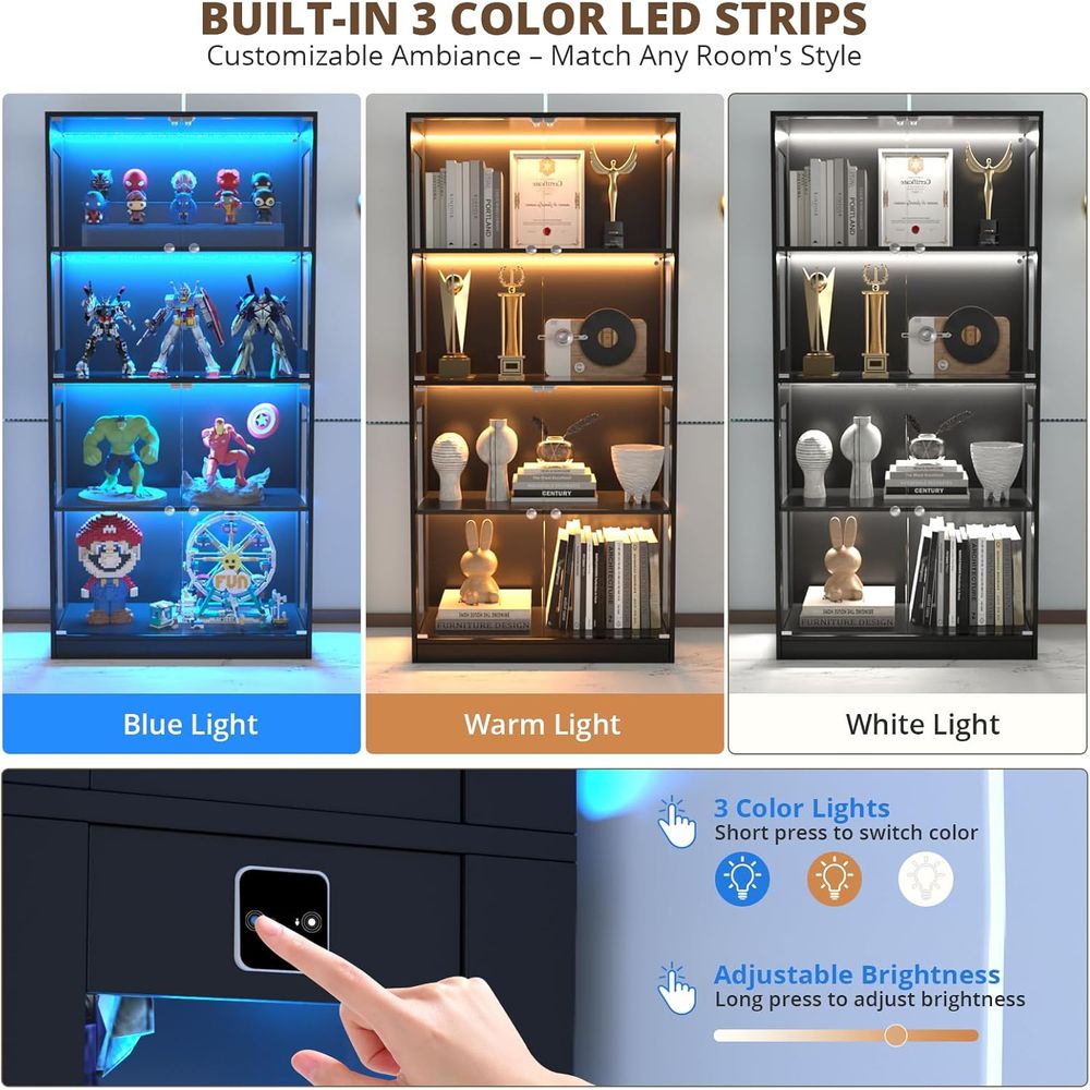 65 Glass Door Display Cabinet, - Lighting & Home Decor Studio avis et prix