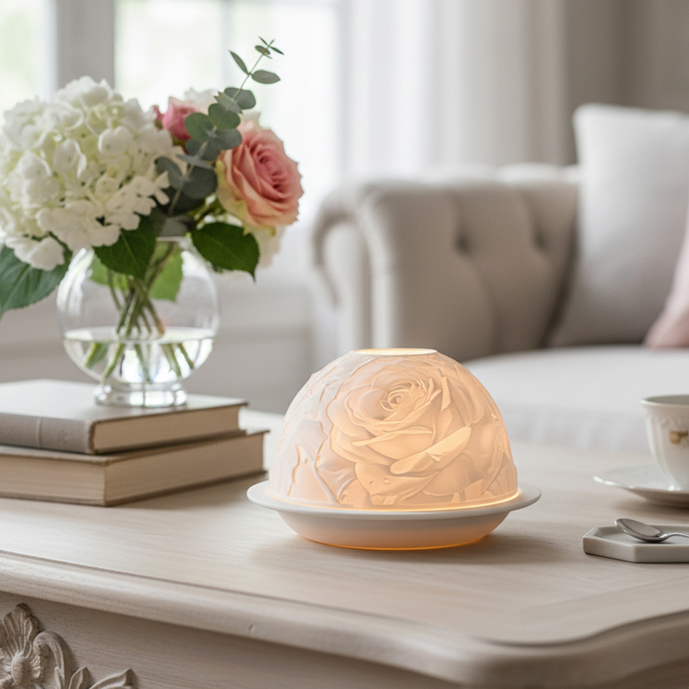 Elegant Rose Porcelain Candle  - Lighting Decor Living Room avis et prix