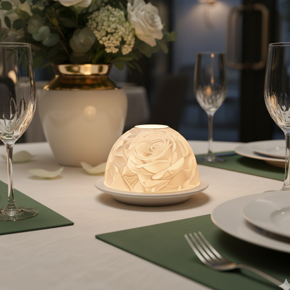 Elegant Rose Porcelain Candle  - Lighting Decor Living Room avis et prix