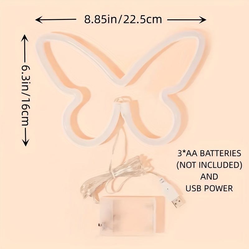 LED butterfly neon lights, USB - Foyer Lighting Wall Decor avis et prix