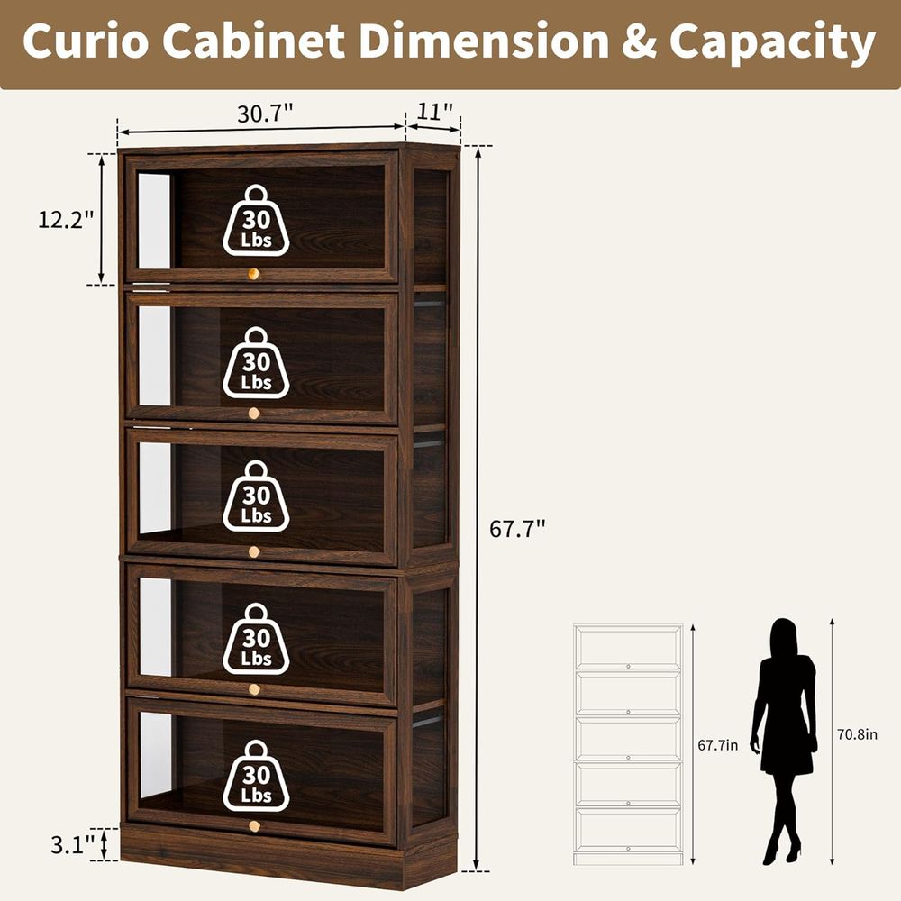 5-Tier Walnut Acrylic Glass Di - Lighting & Home Decor Studio avis et prix