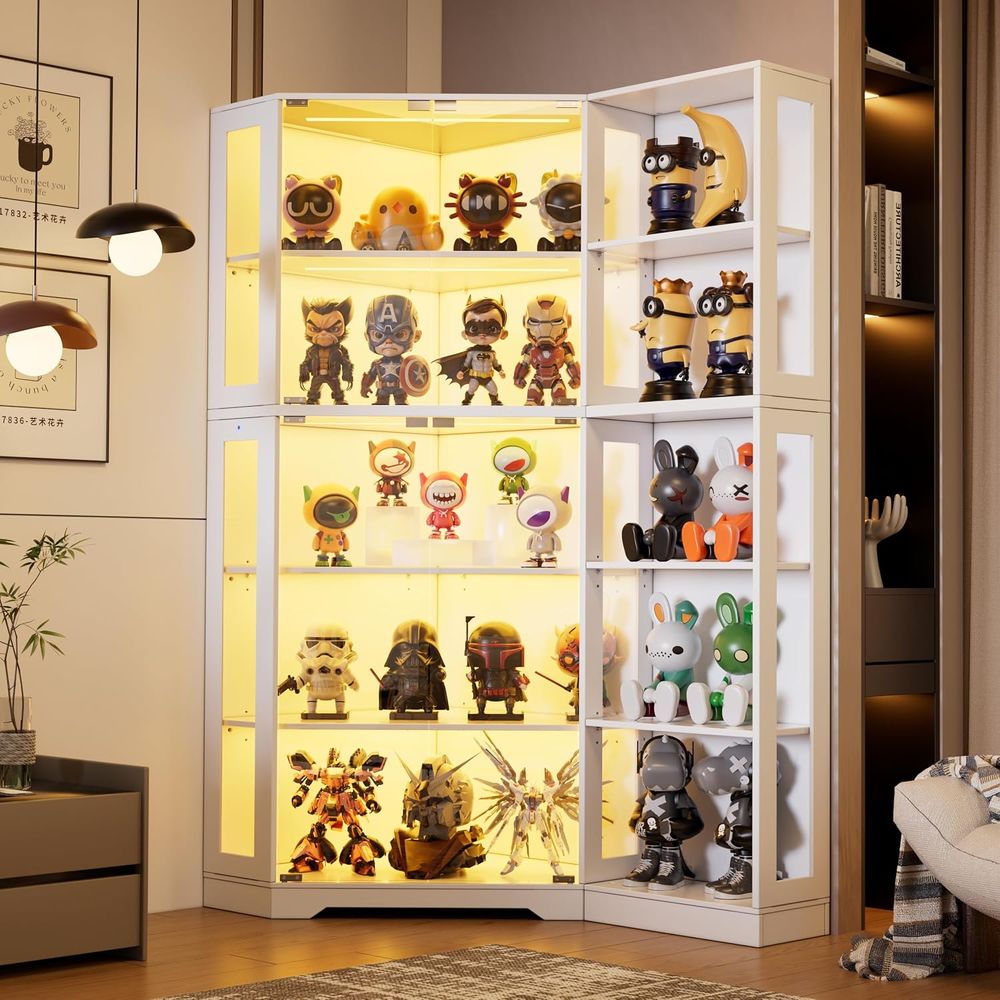 5-Tier Glass Display Cabinet w - Lighting & Home Decor Studio avis et prix