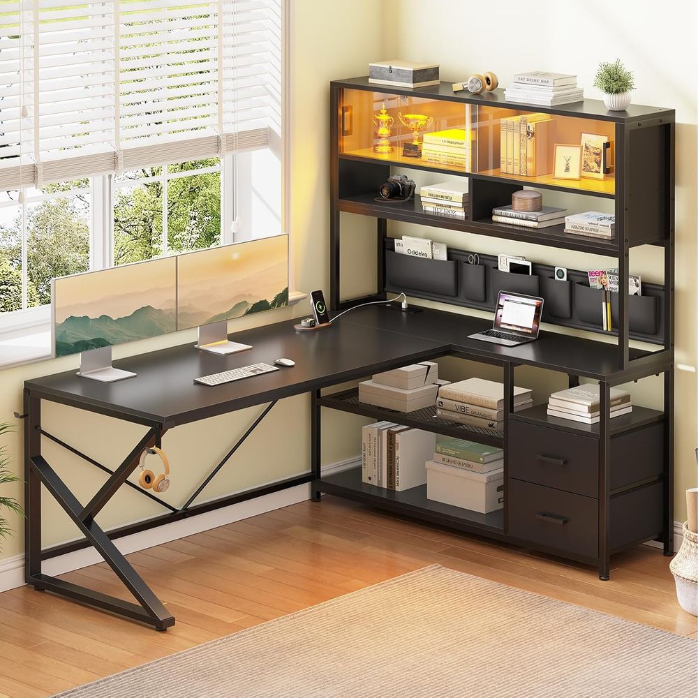Black L-Shaped Gaming Desk wit - Lighting & Home Decor Studio avis et prix