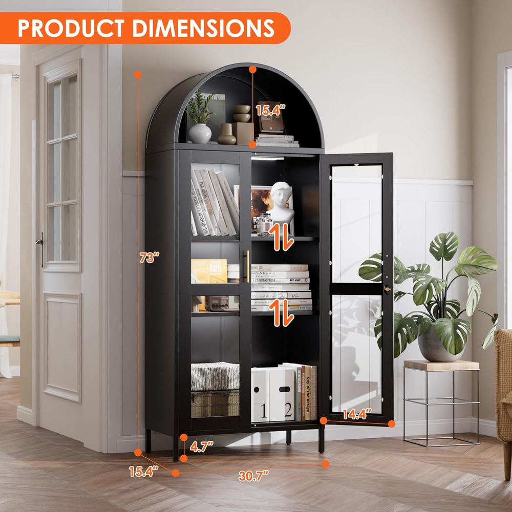 Arched Glass Display Cabinet w - Lighting & Home Decor Studio avis et prix