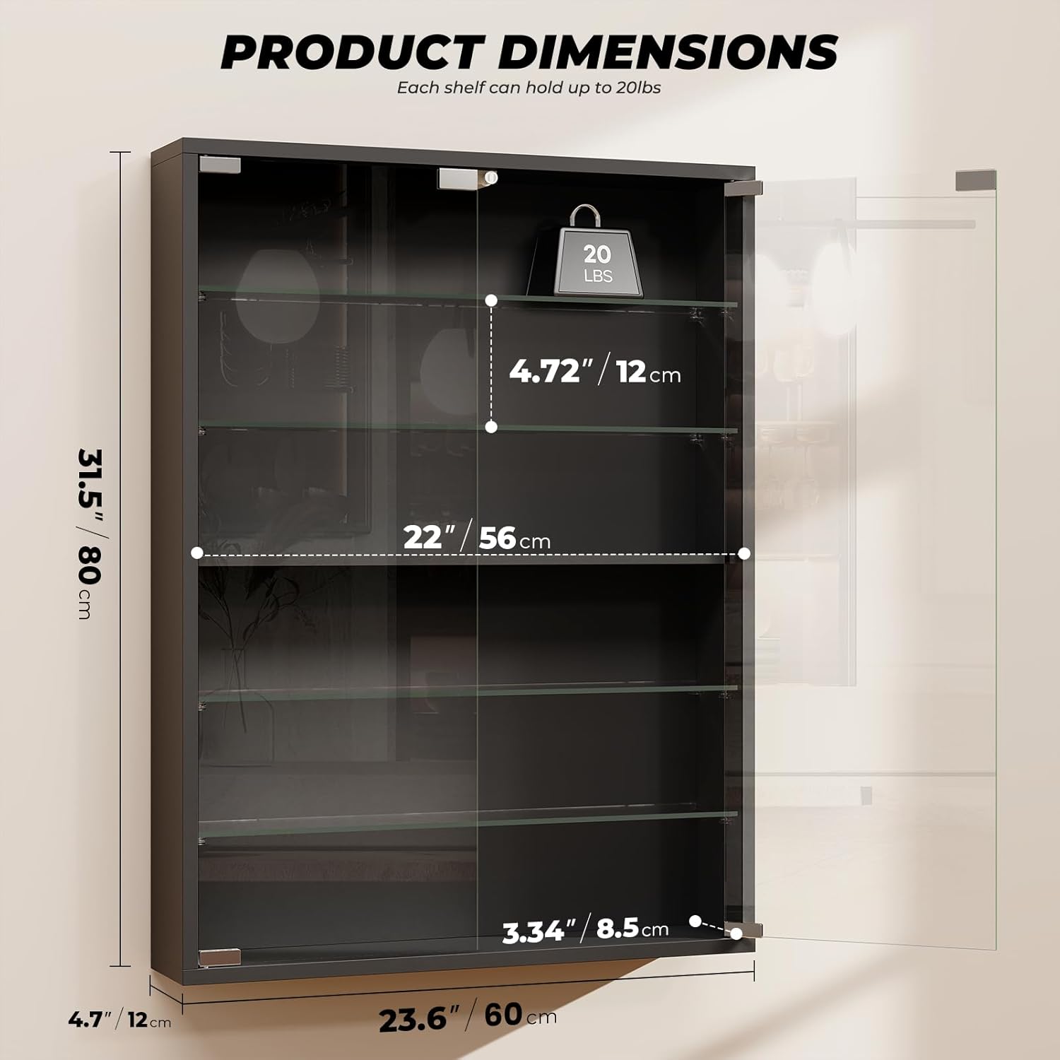 6-Tier Wall Display Case with  - Lighting & Home Decor Studio avis et prix