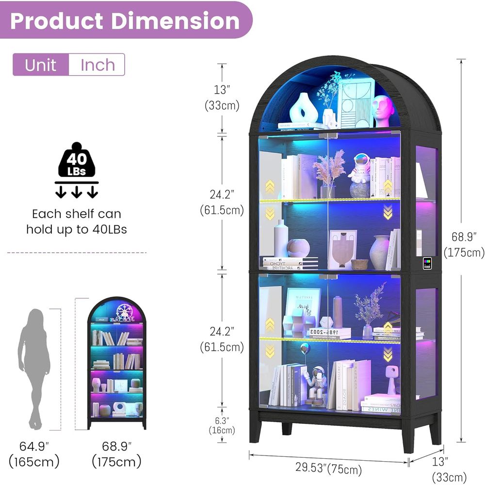 Arched 5-Tier Display Cabinet  - Lighting & Home Decor Studio avis et prix