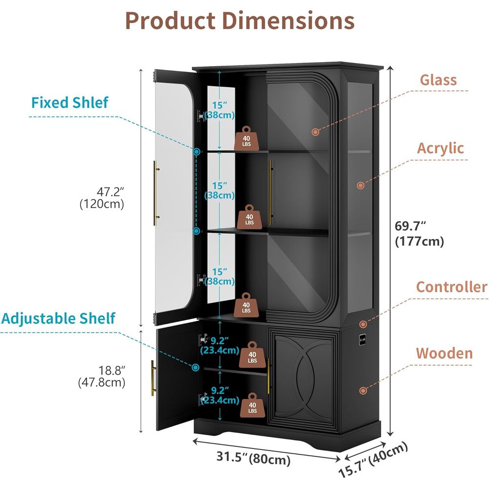 2pc Wood Display Cabinet with  - Lighting & Home Decor Studio avis et prix