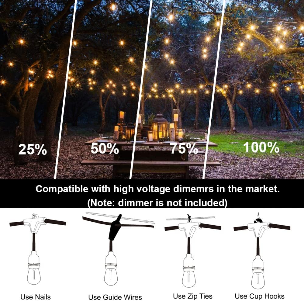 100FT Outdoor String Lights, 3 - String Light Outdoor avis et prix
