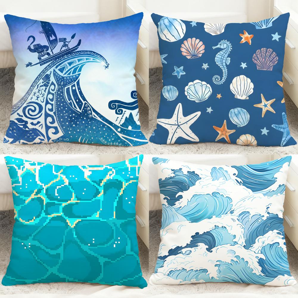 Light blue ocean ripple Cushio - Lighting Decor And Beyond avis et prix