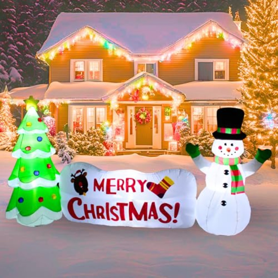10FT Inflatable Snowman with T - Lighting Tree Decor avis et prix