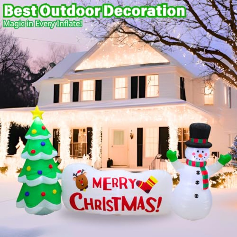 10FT Inflatable Snowman with T - Lighting Tree Decor avis et prix