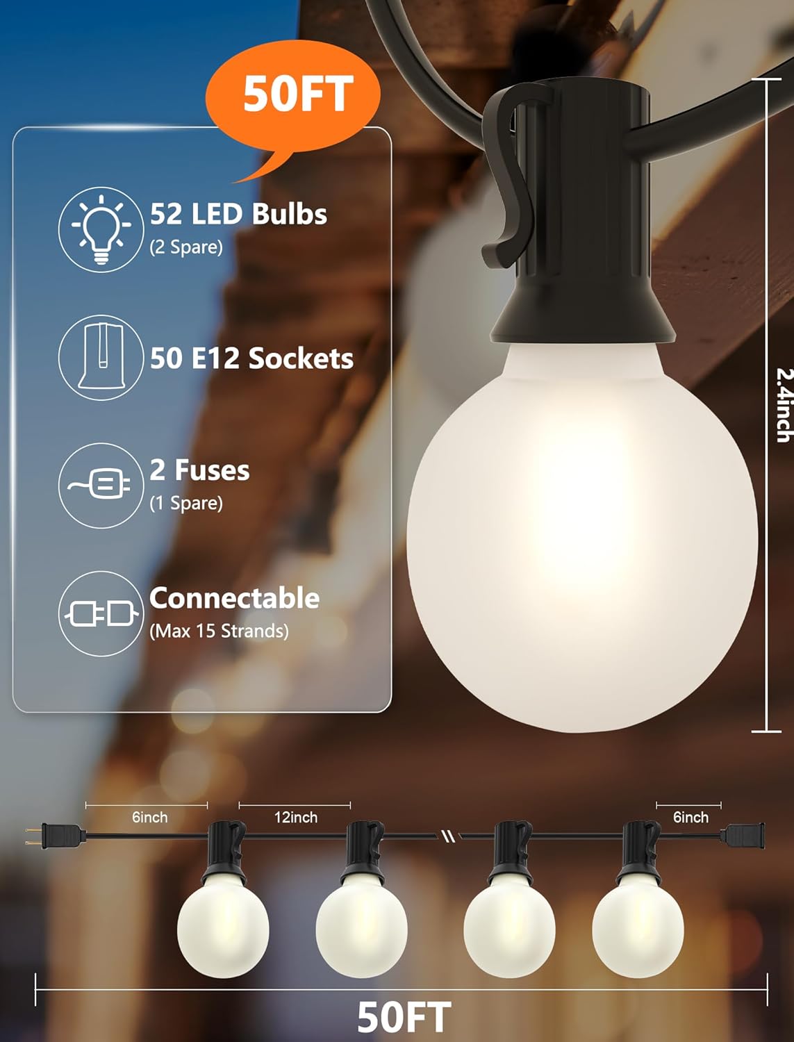 50FT Outdoor String Lights wit - String Light Outdoor avis et prix