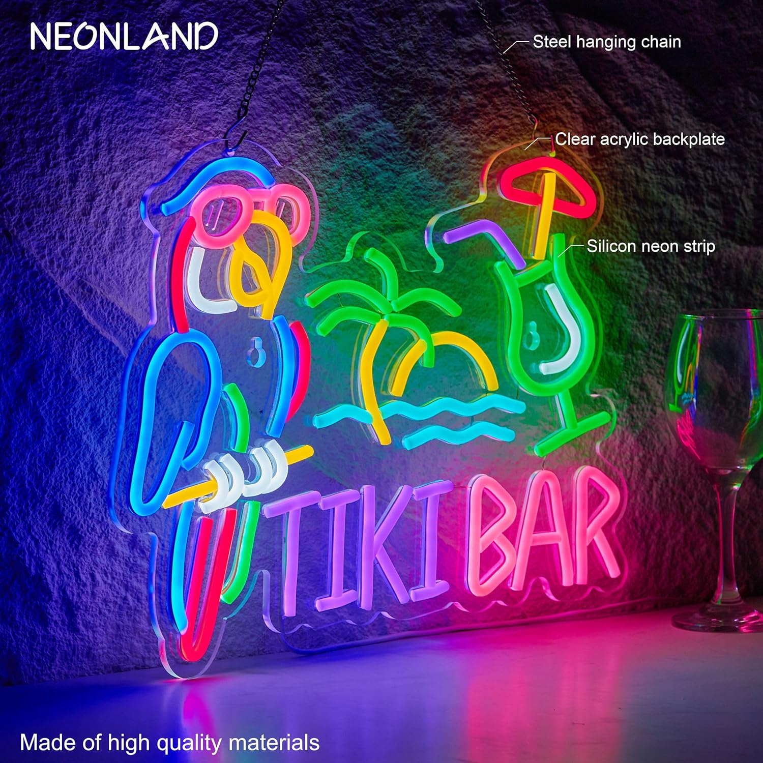 Tiki Bar Parrot Palm Tree Neon - Lighting Tree Decor avis et prix