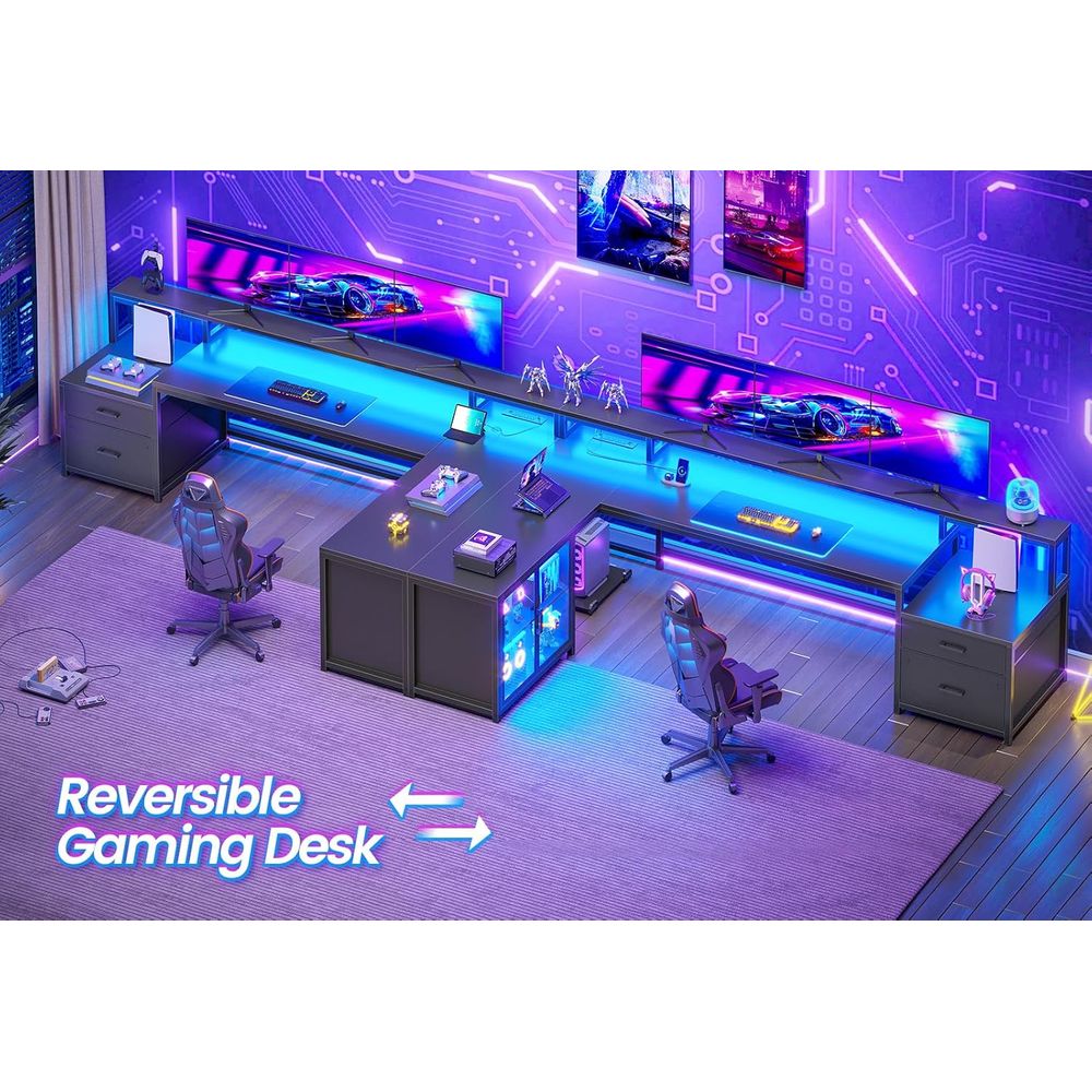 78.7 L-Shaped Gaming Desk with - Lighting & Home Decor Studio avis et prix