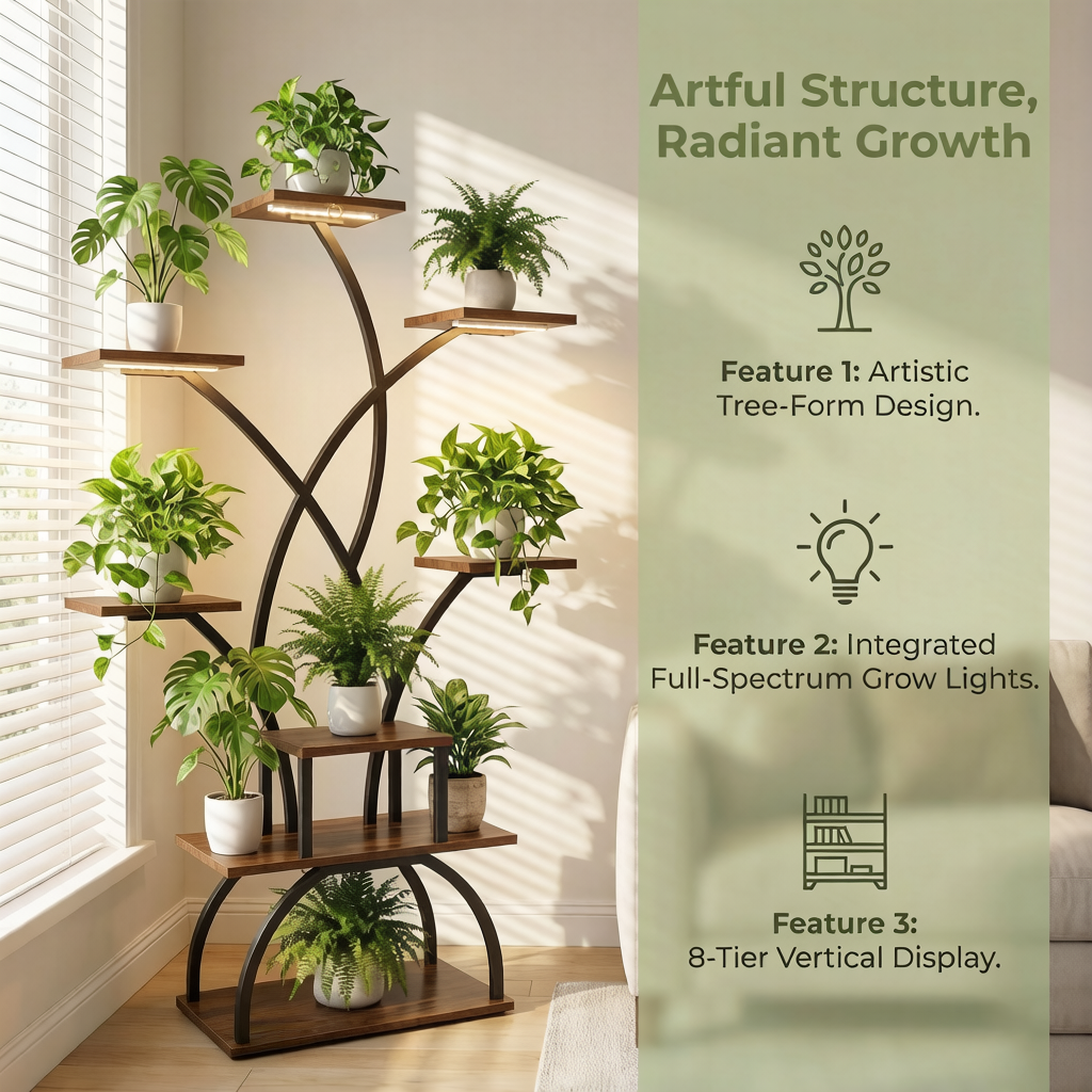 Indoor Plant Stand with Grow L - Lighting Decor Photos avis et prix