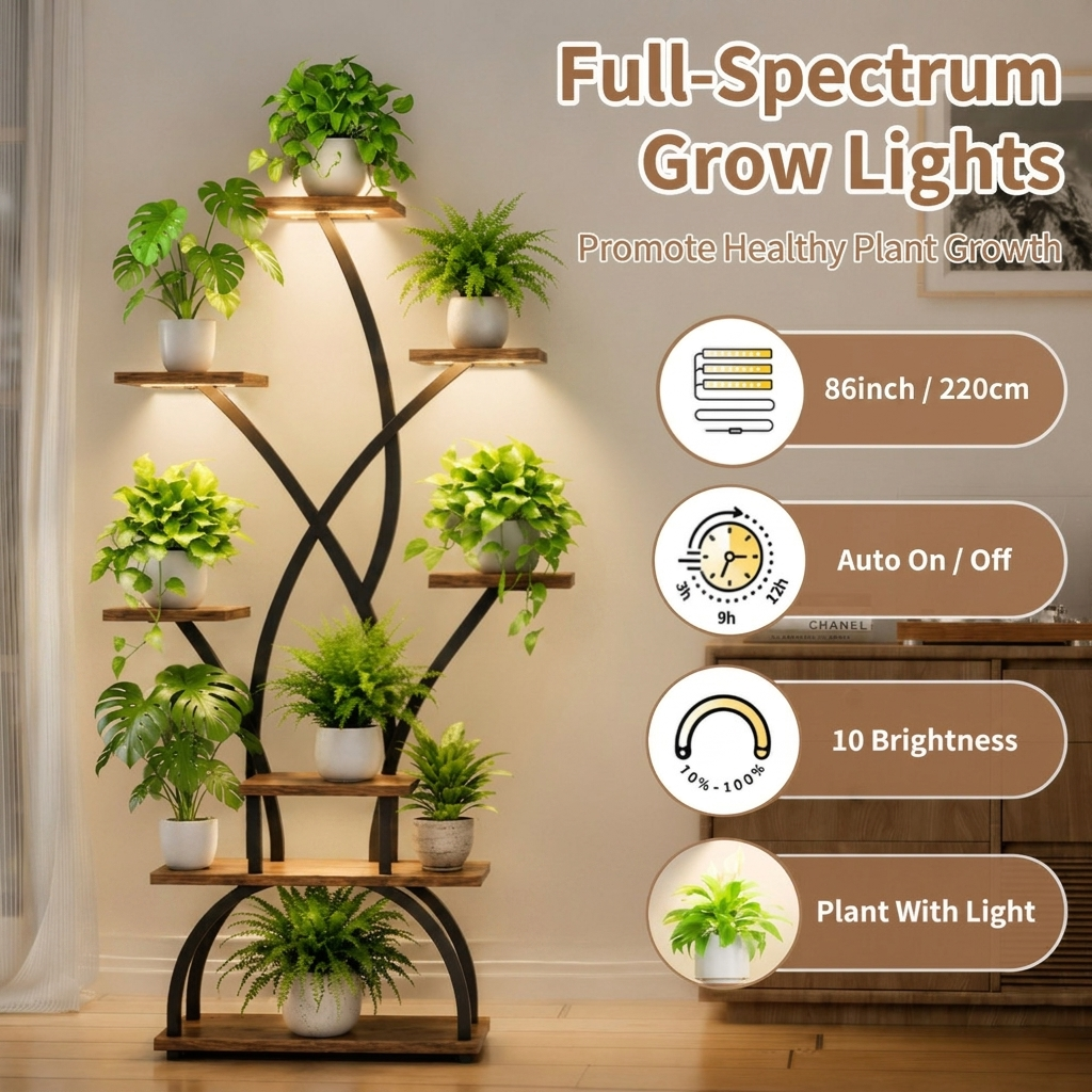 Indoor Plant Stand with Grow L - Lighting Decor Photos avis et prix