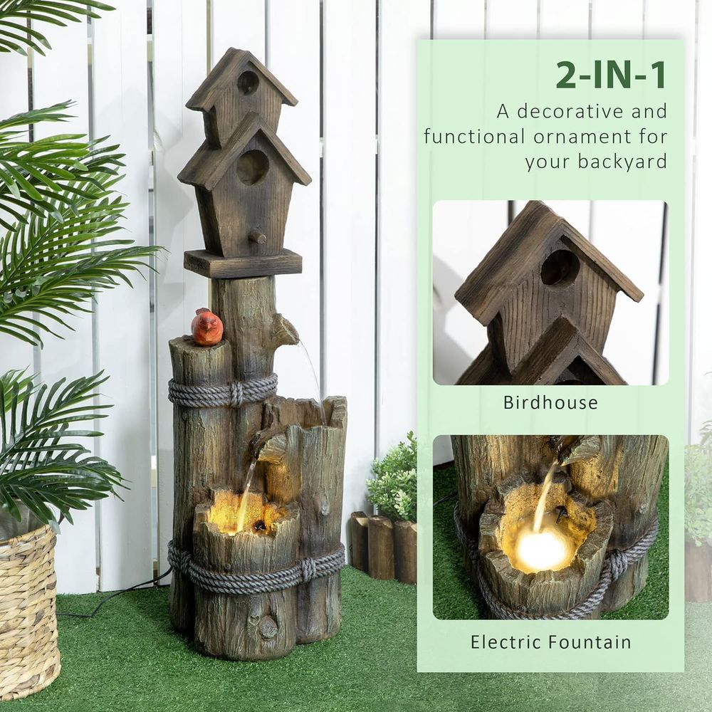 Brown 3-Tier Rustic Tree Trunk - Lighting Tree Decor avis et prix